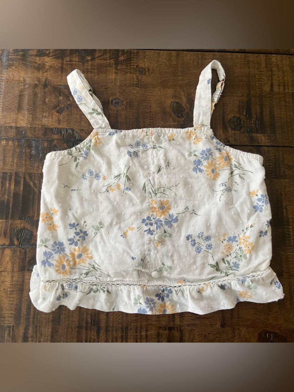 abercrombie kids White cropped Tank Top Floral Print size 7/8